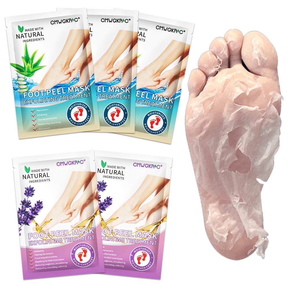 CMWGKBC 5 Pack Foot Peel Mask,Exfoliator Peel Off Calluses Dead Skin Callus Remover,Foot Mask for Dry Cracked Feet,Foot Peel Mask with Lavender and Aloe Vera Gel for Men and Women Feet Peeling Mask
