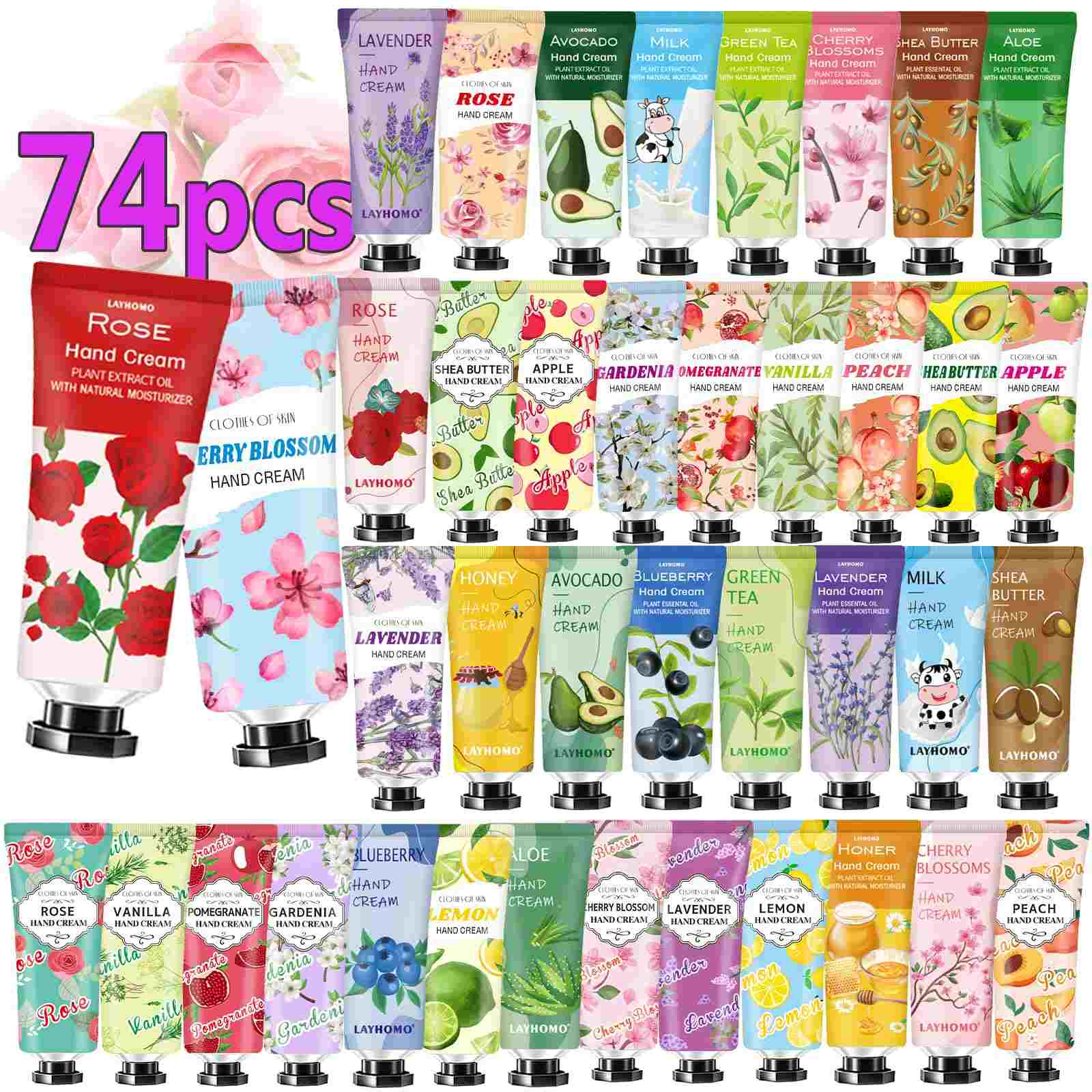 CMWGKBC 74 Pack Hand Cream Bulk Gifts for Women ,Mothers Day Gifts,Nurse Week Gifts for Women Coworkers,Teacher Appreciation Gifts Small Party Gifts,Natural Hydration Travel Size Hand Lotion for Dry Hands