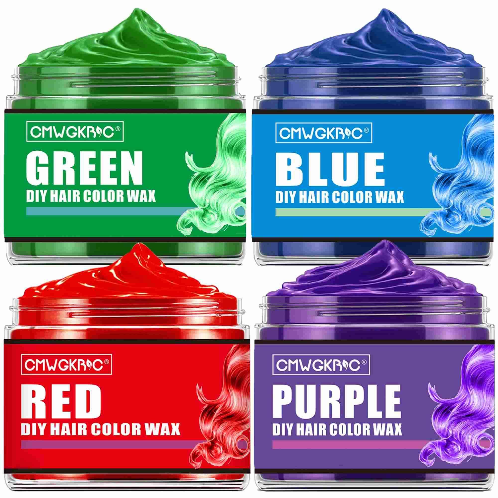 CMWGKBC 4 Colors Temporary Hair Color for Kids Christmas Gifts for Teen Girls,Boys, Stocking Stuffers,Temporary Hair Dye,Hair Color Spray Green Red Blue Purple Hair Dye Hair Wax Color,Instant Hair Color Wax