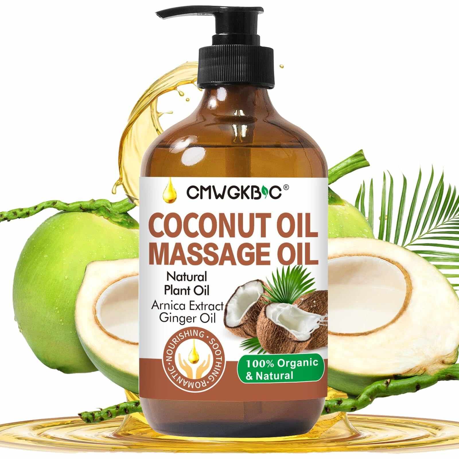 CMWGKBC Coconut Oil Massage Oil for Massage Therapy- Relaxing Massage Oil,Carrier Oil for Essential Oils,Non-Greasy Coconut Oil for Skin and Hair,Massage Oils for Date Night Spa Body Oil for Women Men