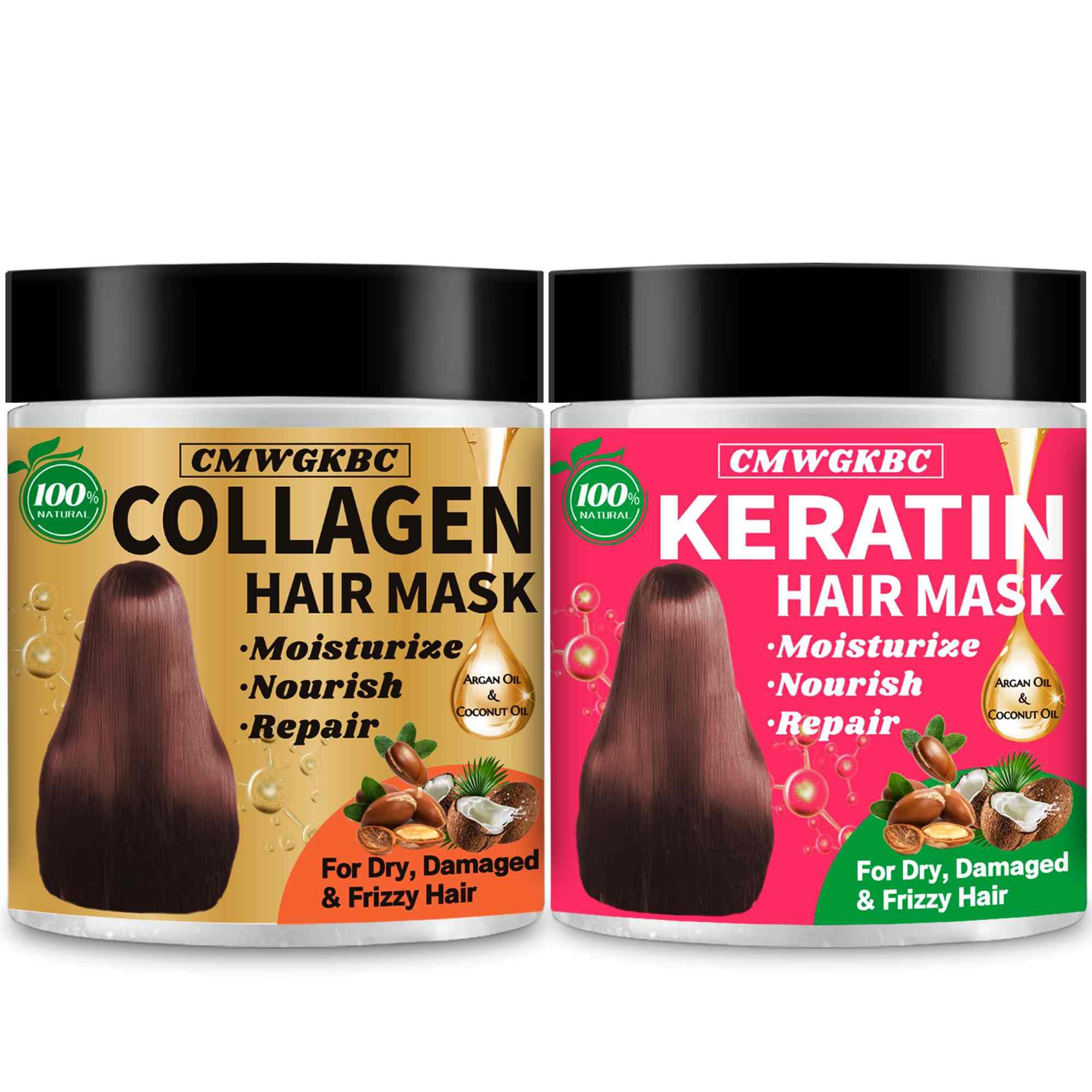 CMWGKBC Collagen Hair Mask & Keratin Hair Mask for Damaged Hair,Keratin Hair Treatment,Repair Deep Conditioner for Dry Hair,Vitamin E Natural Hydrating Hair Mask with Argan Oil All Hair Type,Stocking Stuffers