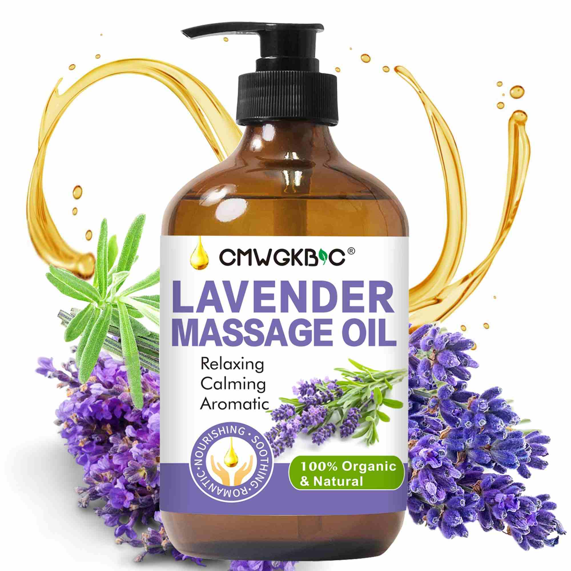 CMWGKBC Lavender Oil Massage Oil for Massage Therapy, Massage Oils for Date Night, Lavender Essential Oil Carrier Oil, Gua Sha Relaxing Body Oil, Natural Lavender Oil for Skin Hair,Fragrance Oil for Women Men